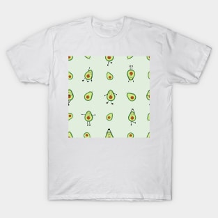 Avocados practicing yoga with cute expression T-Shirt